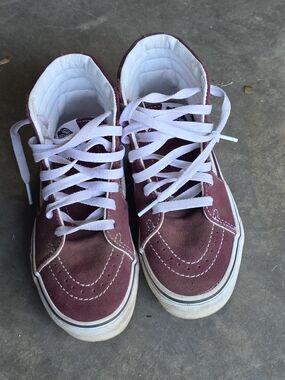Vans Kids Maroon High-Top Sneakers with White Laces